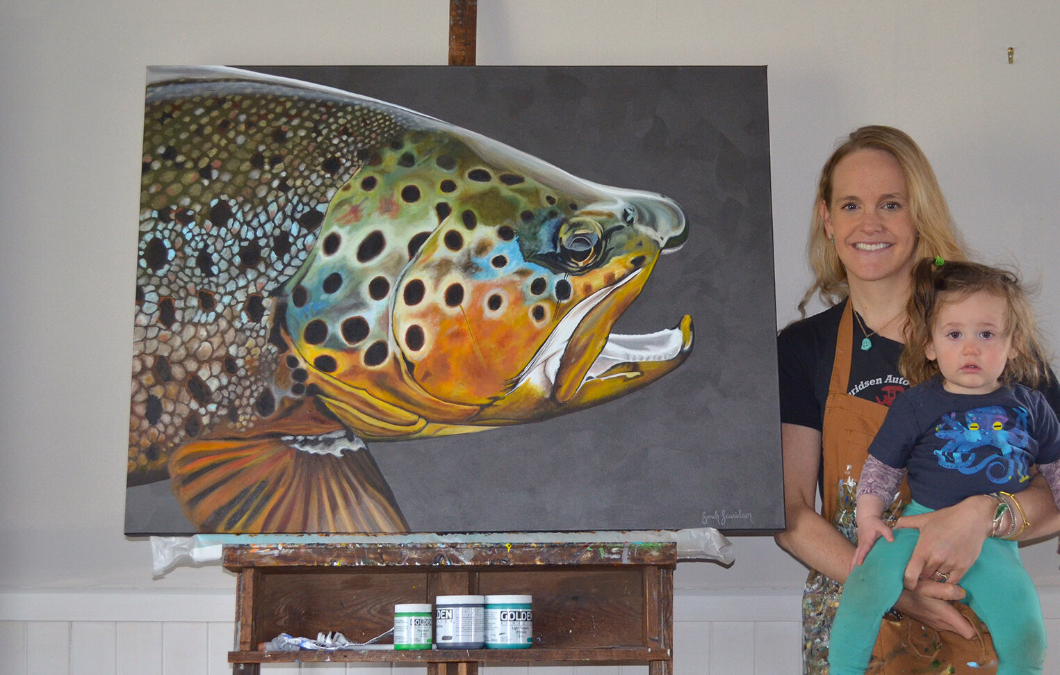 Brown Trout on Graphite with Agnes.jpg