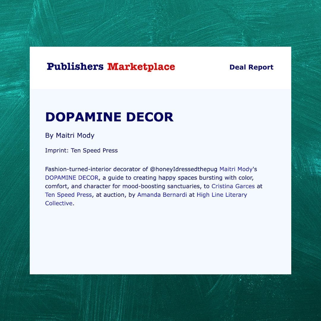 so excited to be working with Maitri of @honeyidressedthepug on her debut design book DOPAMINE DECOR! Fashion turned interior queen, she has such a great story to how she developed her own personal style and how she hopes others can find the fun in t