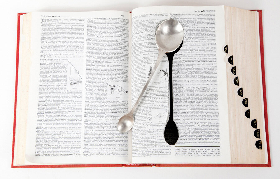  hand-forged reclaimed silver, cut dictionary. 2012 