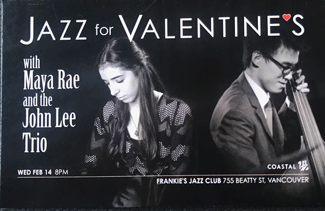 if you&rsquo;re needing some last minute plans on Valentine&rsquo;s day, come on down to @frankiesjazz to listen to some classic love songs played by the John Lee trio and myself!!! tickets are on the coastal jazz website, or dm me for the link :)💕💕