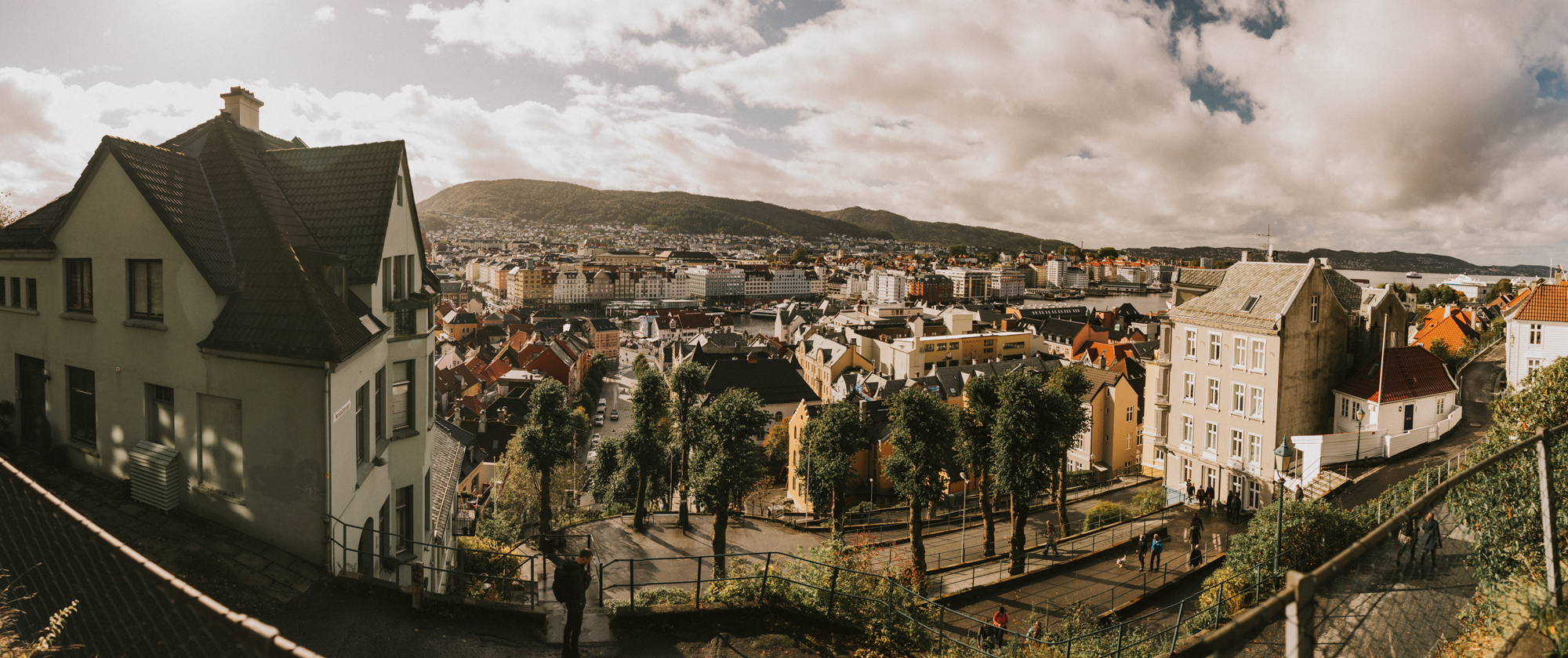 Vista panorámica de Bergen, Noruega.