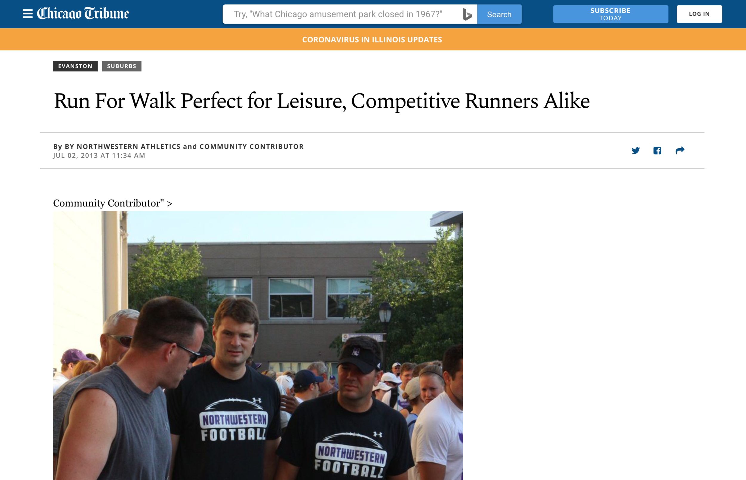 Chicago Tribune: "Run For Walk Perfect for Leisure, Competitive Runners Alike"