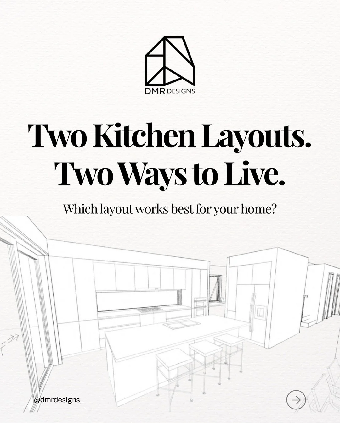 Kitchen layout matters more than you think.
Galley or Island &mdash; each offers a completely different way to use your space.

We design kitchens around function first, then aesthetics.

📩 Contact DMR Designs to start your project.

#DMRDesigns #Ki