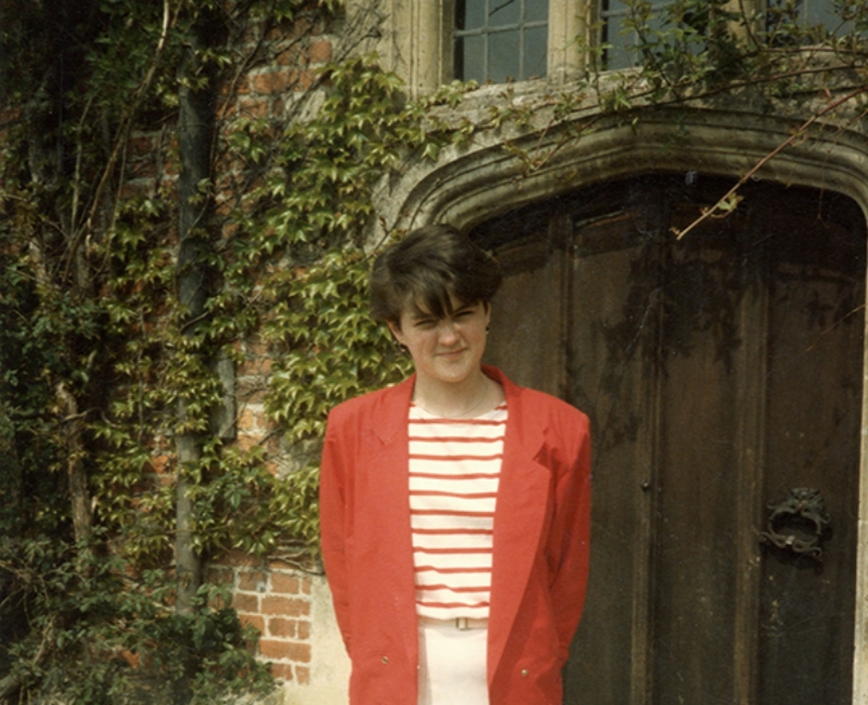 Caroline at the side door, Chawton House, 1984
