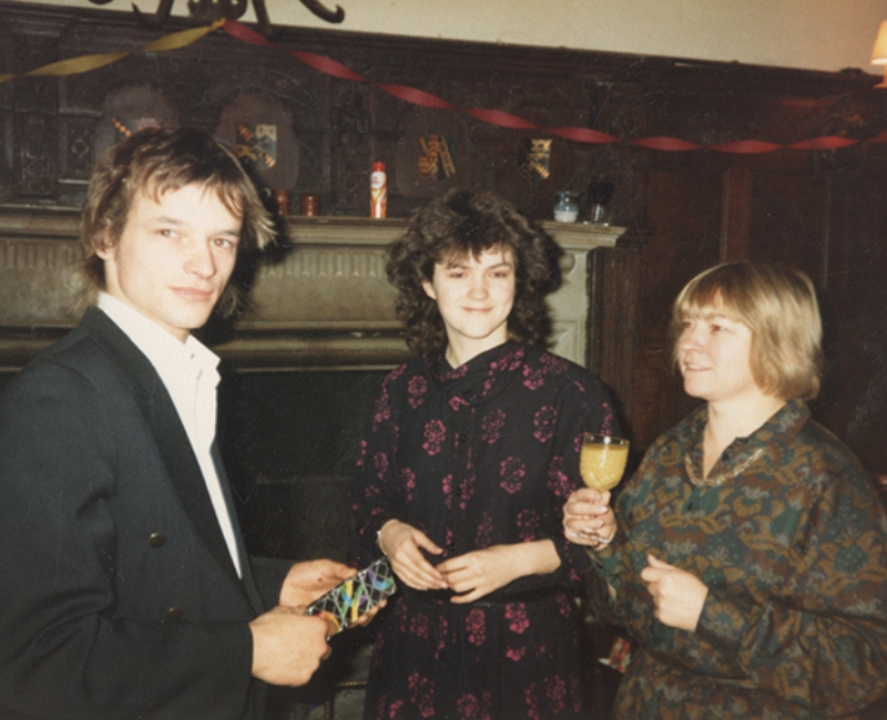 Caroline with her family in the Great Hall, Chawton House, 1985