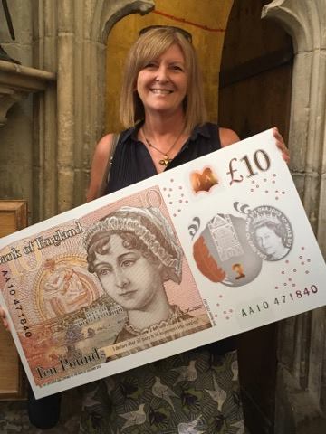 Author Cass Grafton at the unveiling of the new Bank of England ten pound note, held in Winchester on 18 July 2017. Image credit: Cass Grafton