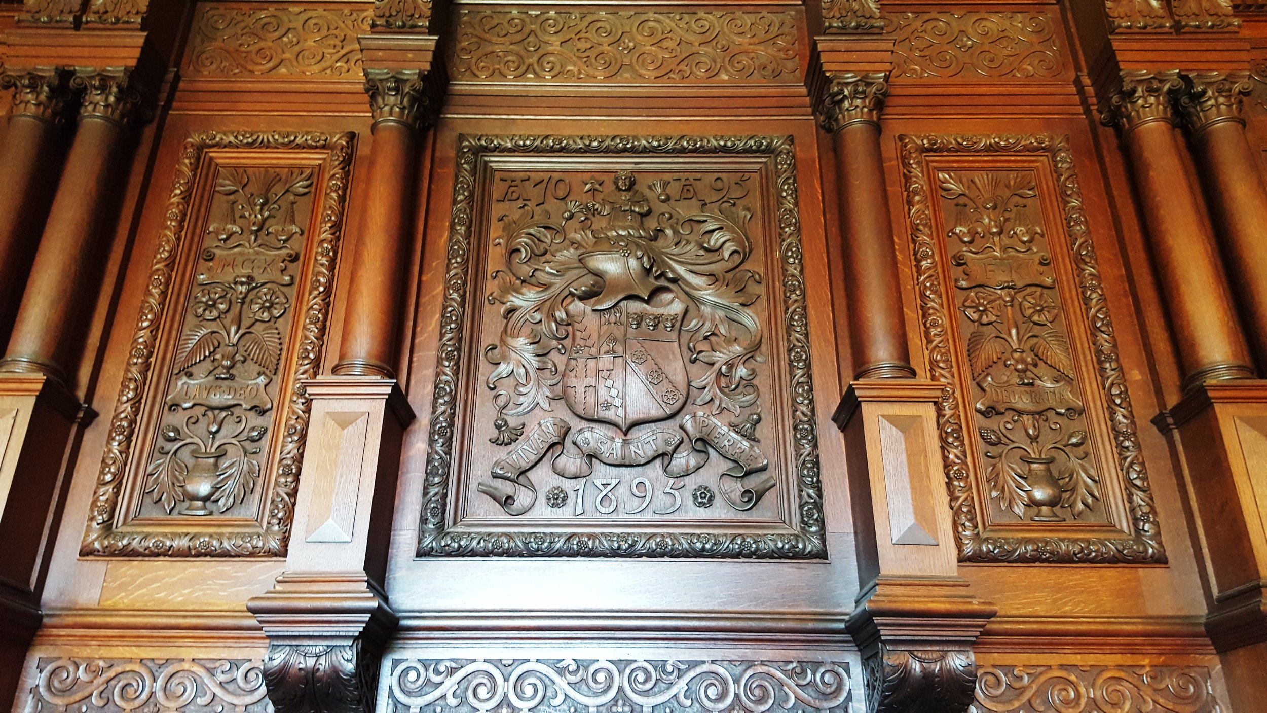 Carving above the fireplace in the dining room