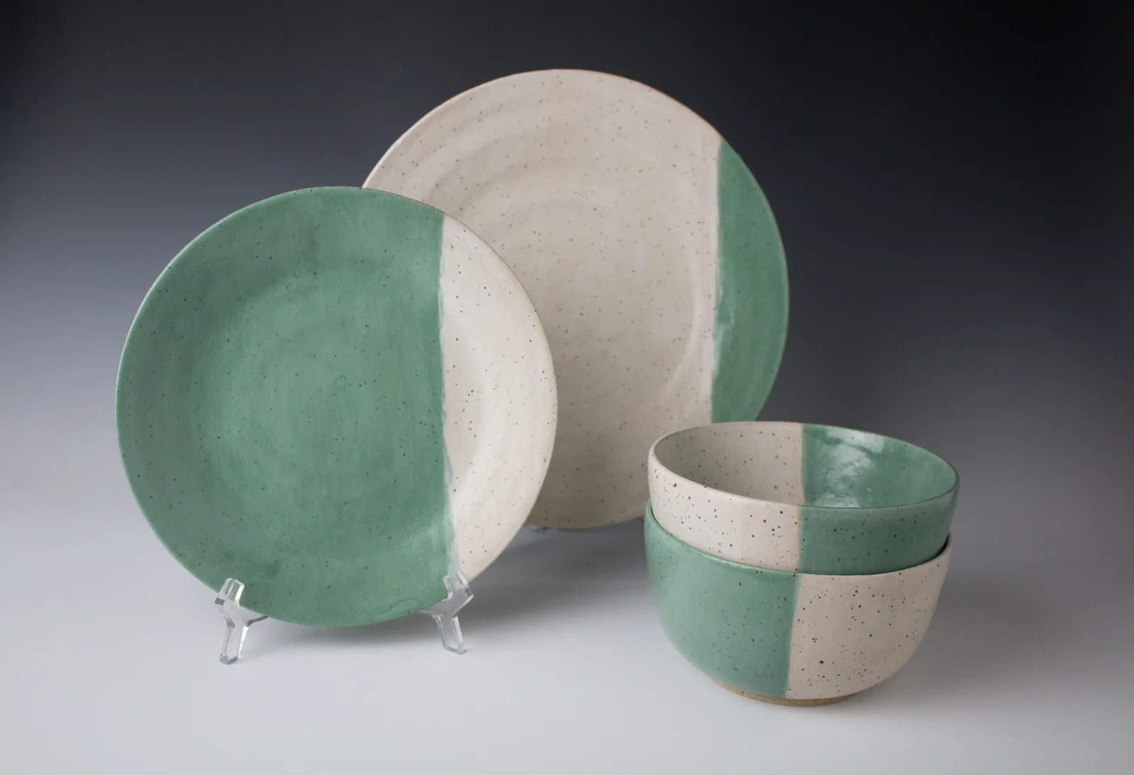 Seafoam Green and White Dish Set