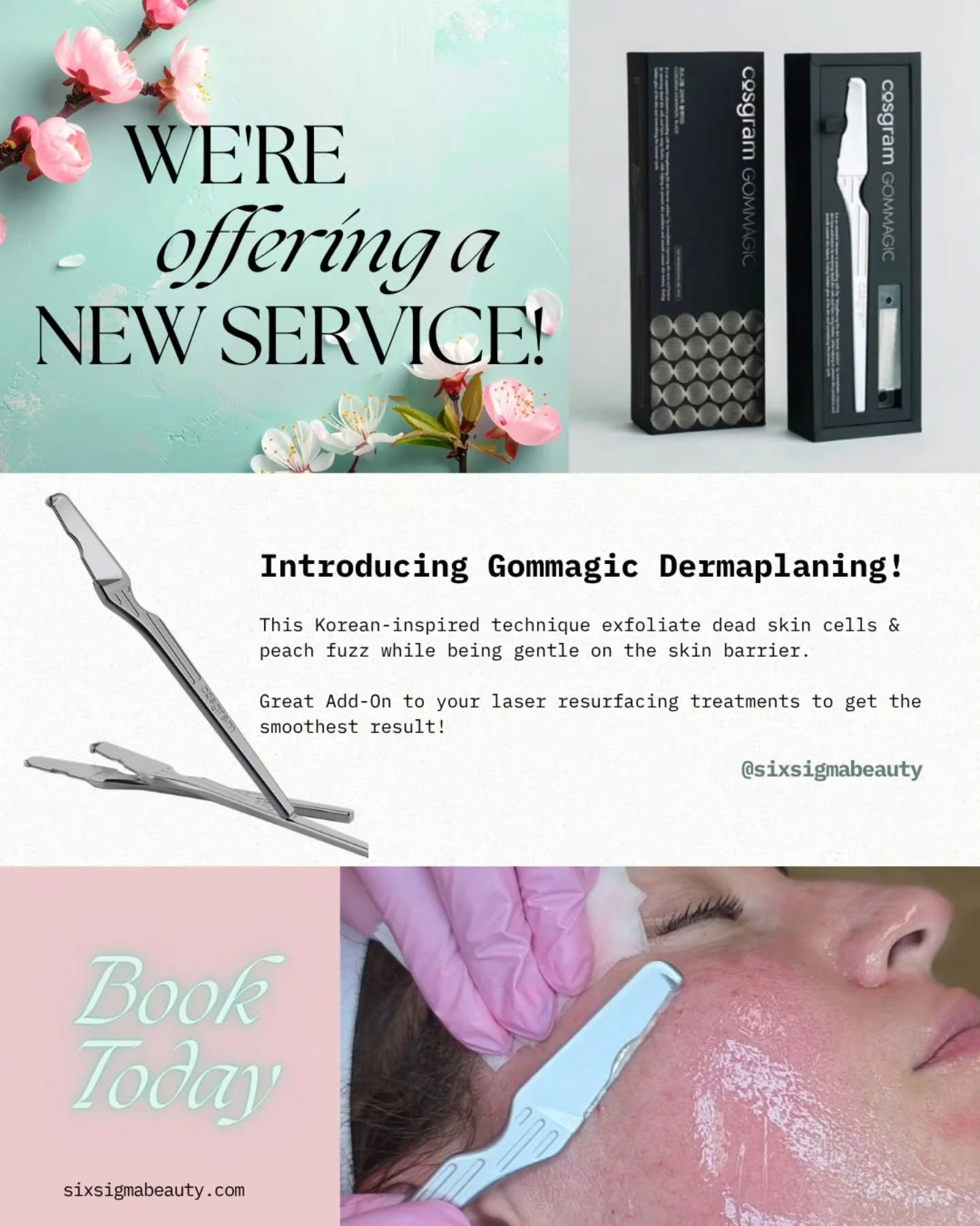 ✨ Korean Dermaplaning is now available to BOOK!

If you've been hesitant about dermaplaning due to irritation or harsh blades, Korean-developed **Gommagic** by COSGram is changing everything.

The Secret: DTX Switched Gel

Unlike traditional dermapla
