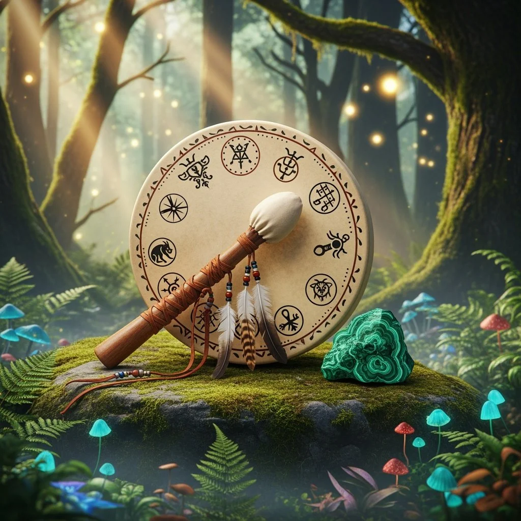 Crystal Drum Trance with Malachite at Enchanted Earth