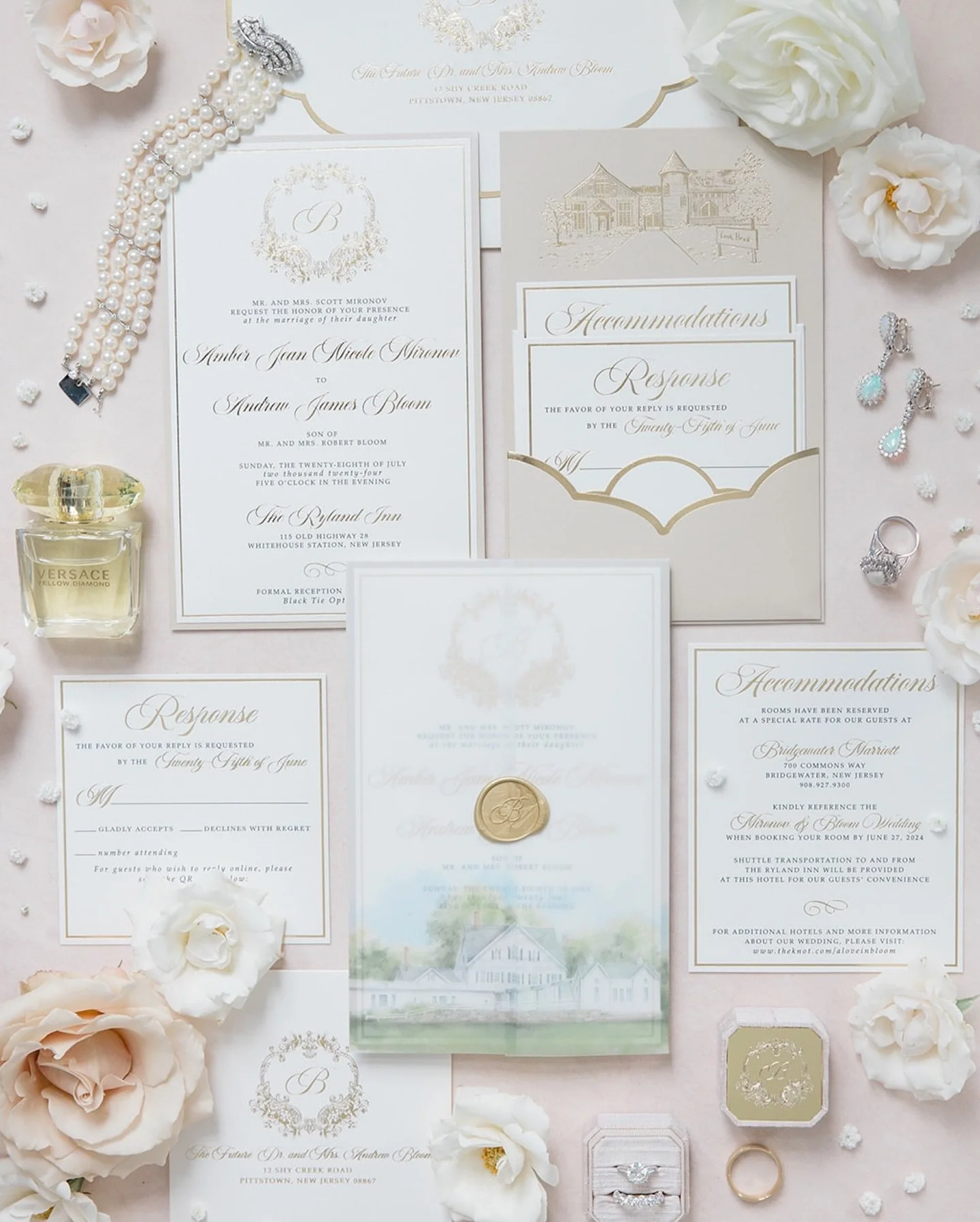 A beautiful water color sketch of @therylandinn to complete this beautiful custom invitation suite 🖋️
Congratulations to Amber + Andrew 🤍
Photographer: @amyrizzutophotography 
Videographer: @aboveandbeyondweddingsnj 
Venue: @therylandinn 
Makeup: