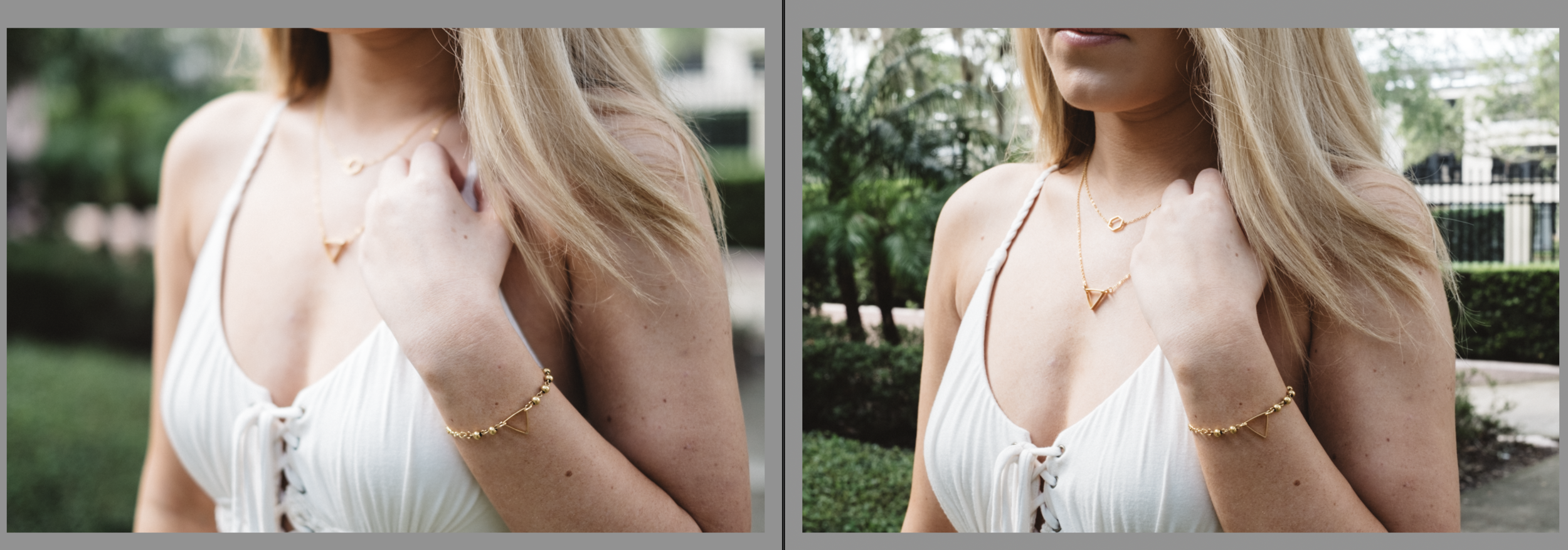 The image on the left was shot at F/1.4 and the image on the right was shot at F/10 (click image to enlarge)