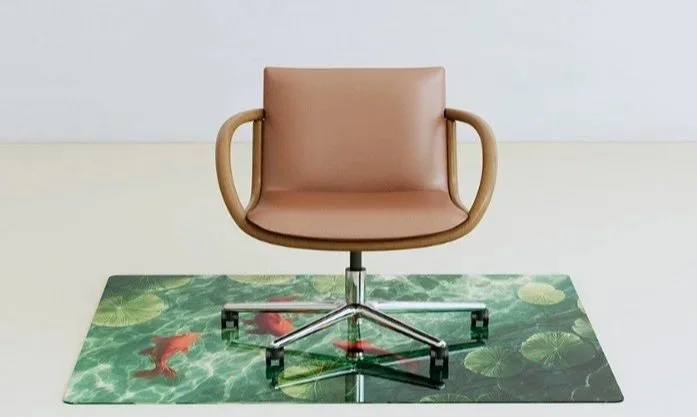   Clarus Glass Mat  - Fully customizable chair mat made of durable, premium glass.  Choose any custom color or image in three standard sizes: 36" x 48", 48" x 48", 48" x 60". 