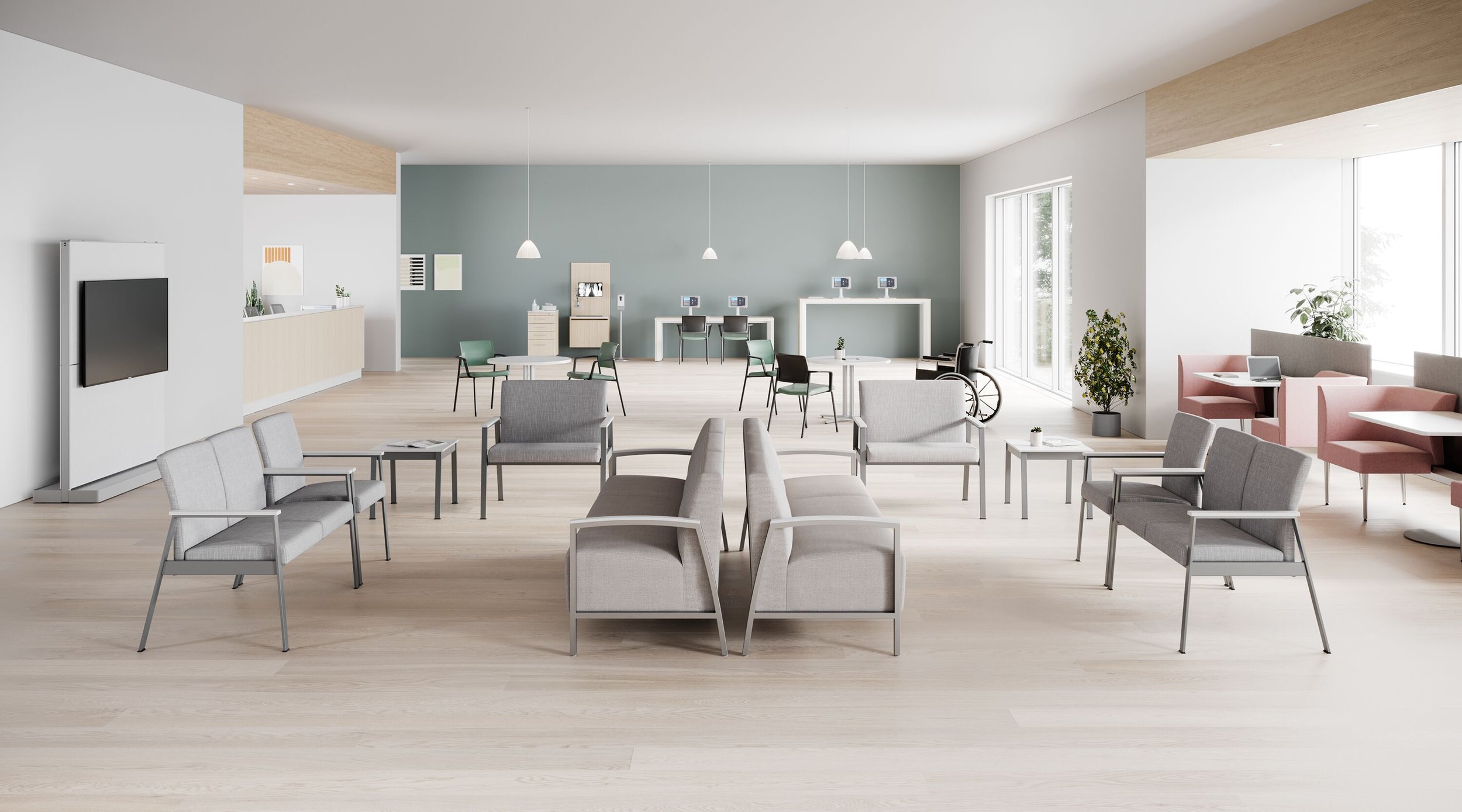   EASTON   With its bold, geometric shapes, the contemporary design of  Easton  adds a fresh, upbeat aesthetic to waiting areas. 
