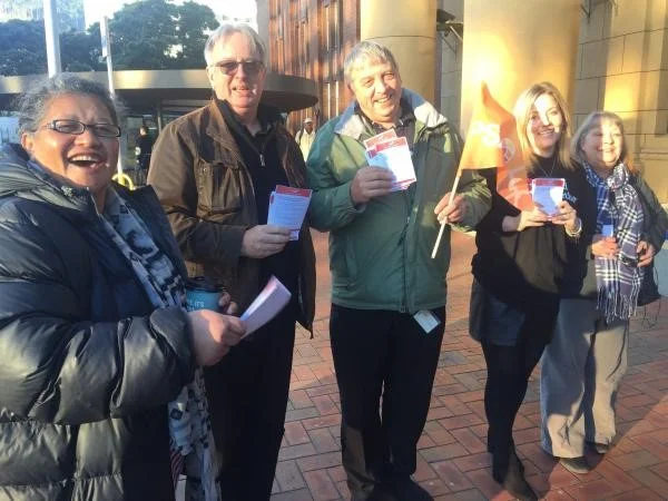 PSA members and staff at Wellington Railway Station