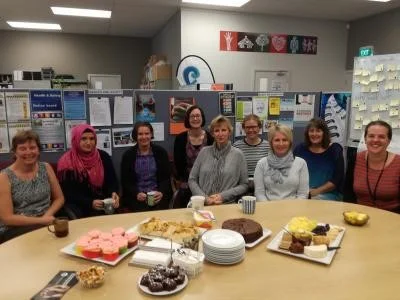 Janet Quigley was behind the camera for this photo of her admin staff having a celebratory morning tea.