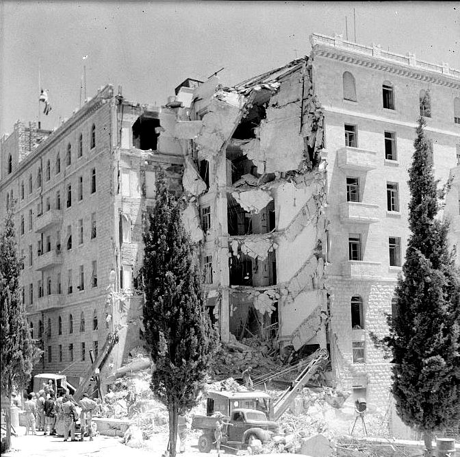 Bombing of the King David Hotel, 1946. Photo source: Wikipedia