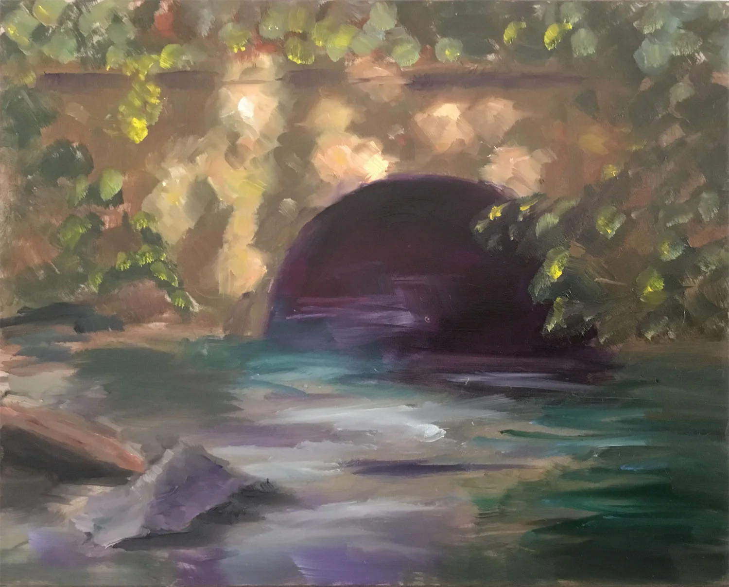 Geoff Watson, "Old Bridge at Glen Echo Park," oil on panel, 8" x 10", 2017.