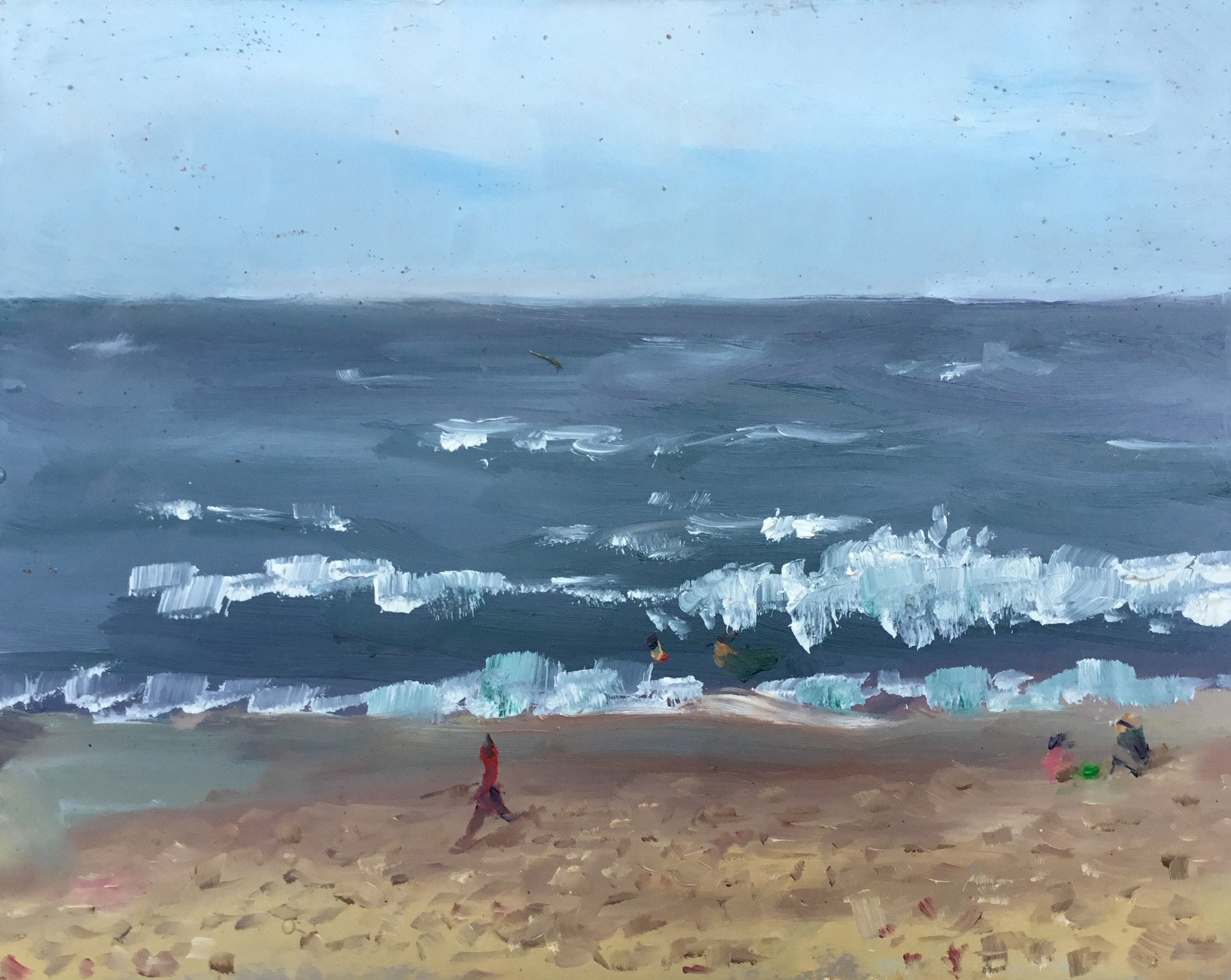 Geoff Watson, "Surf at Cape Henlopen," oil on panel, 8" x 10".