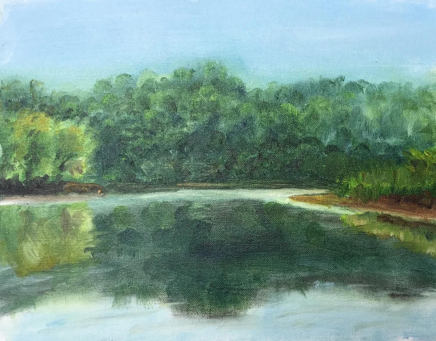 Geoff Watson, "Lake Needwood," oil on canvas panel, 11" x 14," 2017.