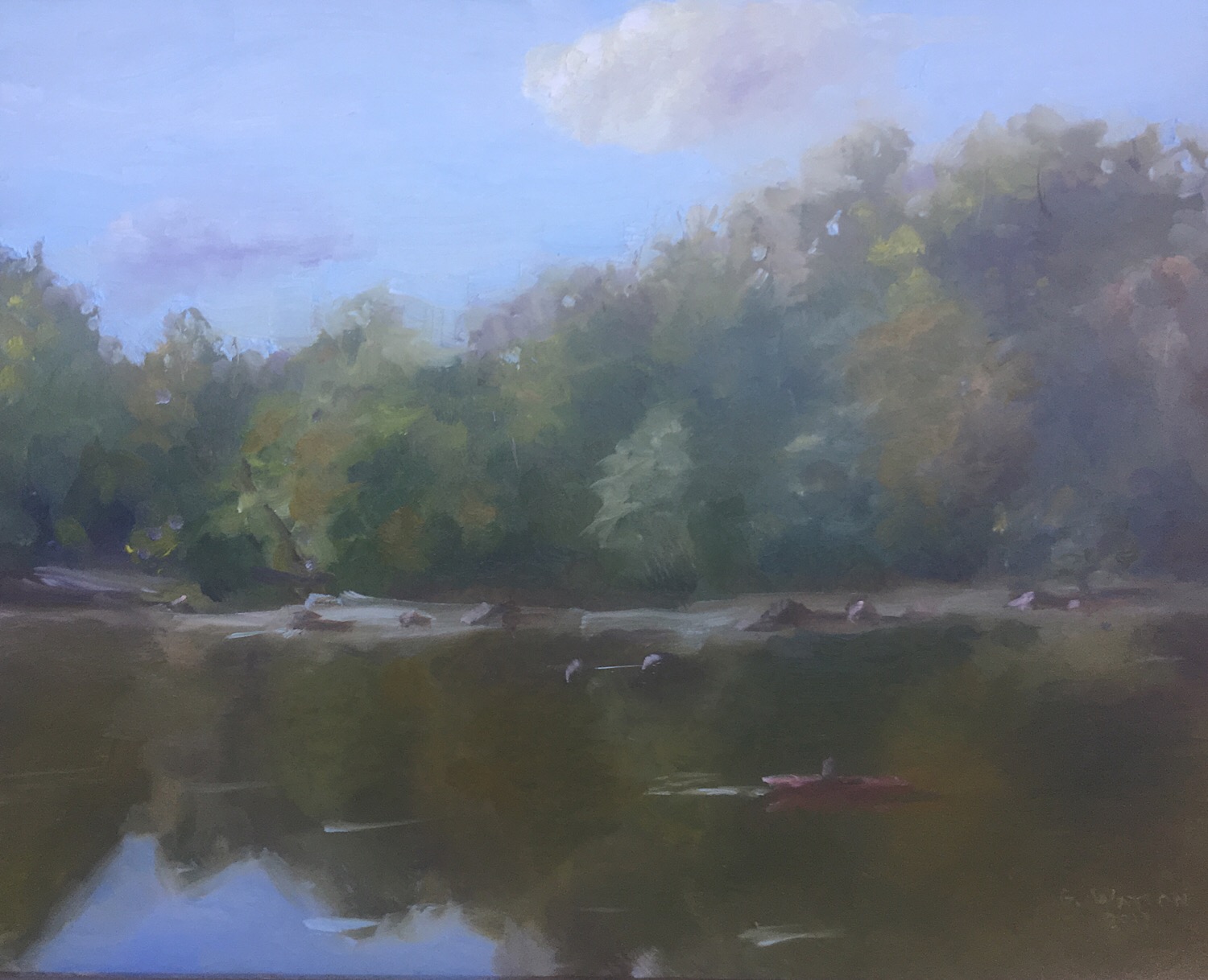 Geoff Watson, "On the Potomac," oil on panel, 8" x 10," 2017.