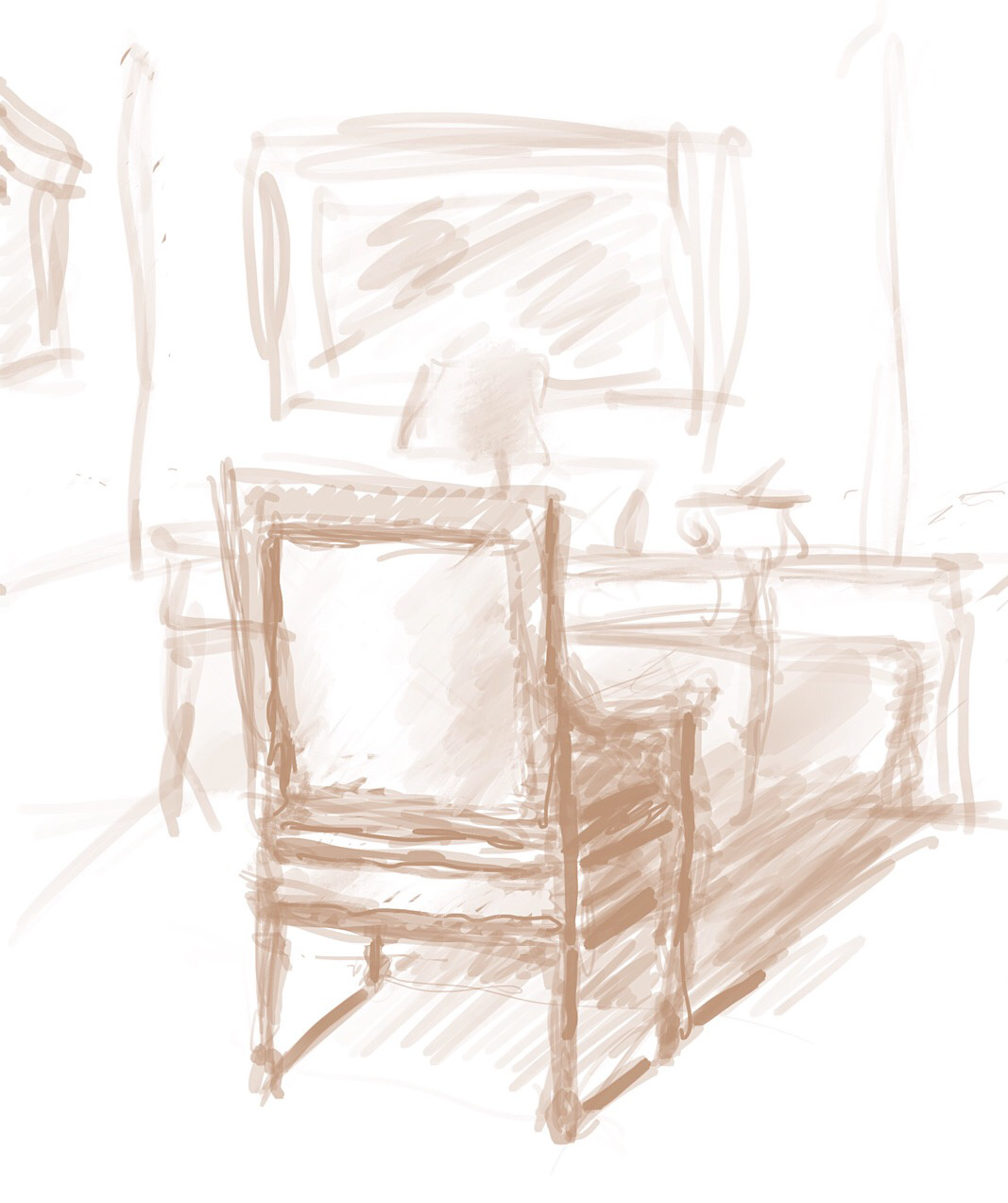 Geoff Watson, “Anne’s chair,” iPad sketch, 2018.