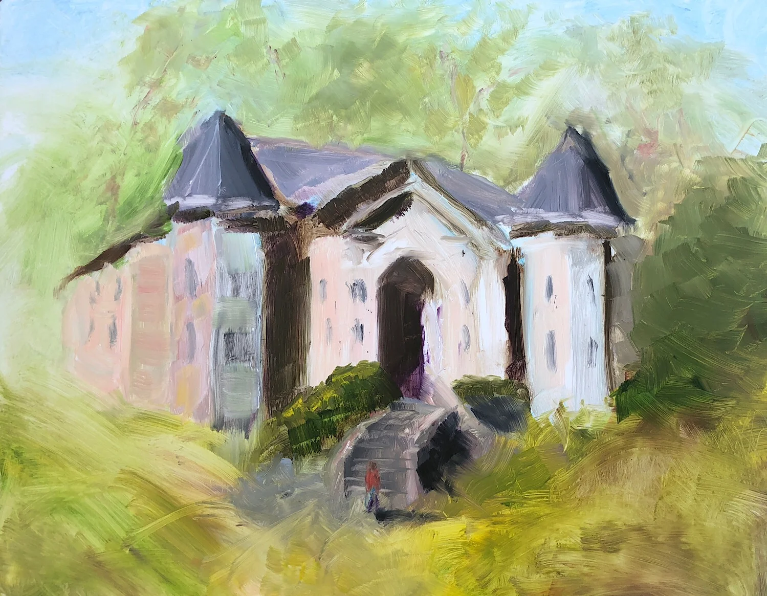 Geoff Watson, "Mansion study," oil on panel, 12" x 16," 2018.