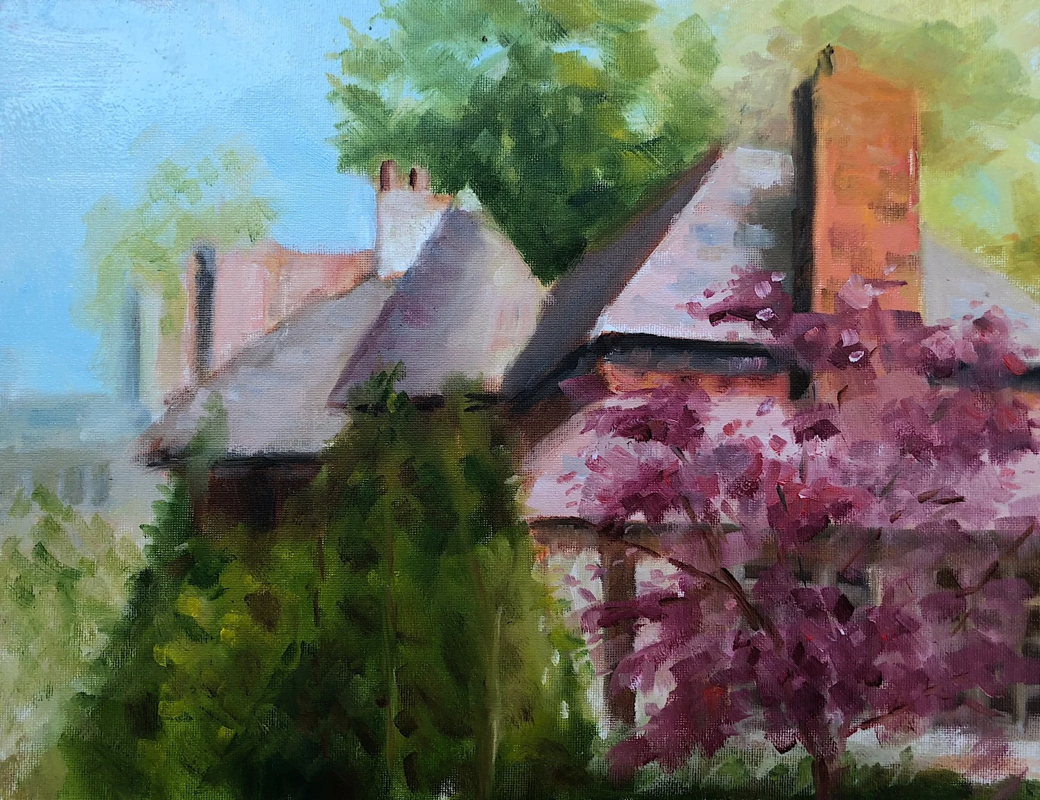 Geoff Watson, "House in Wesley Heights," oil on canvas panel, 11" x 14," 2018.
