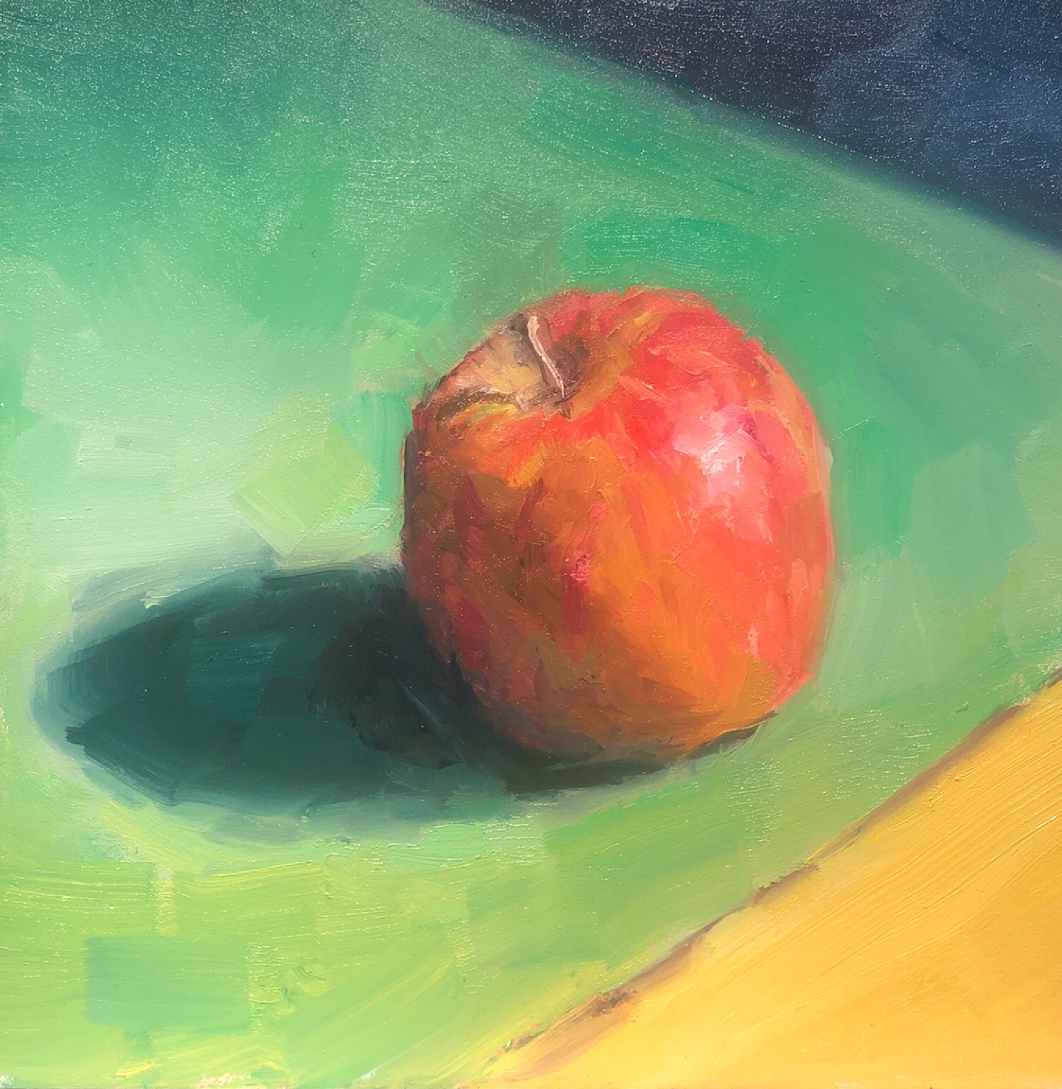 Geoff Watson, “Cadmium-free apple,” oil on panel, 6” x 6,” 2019.