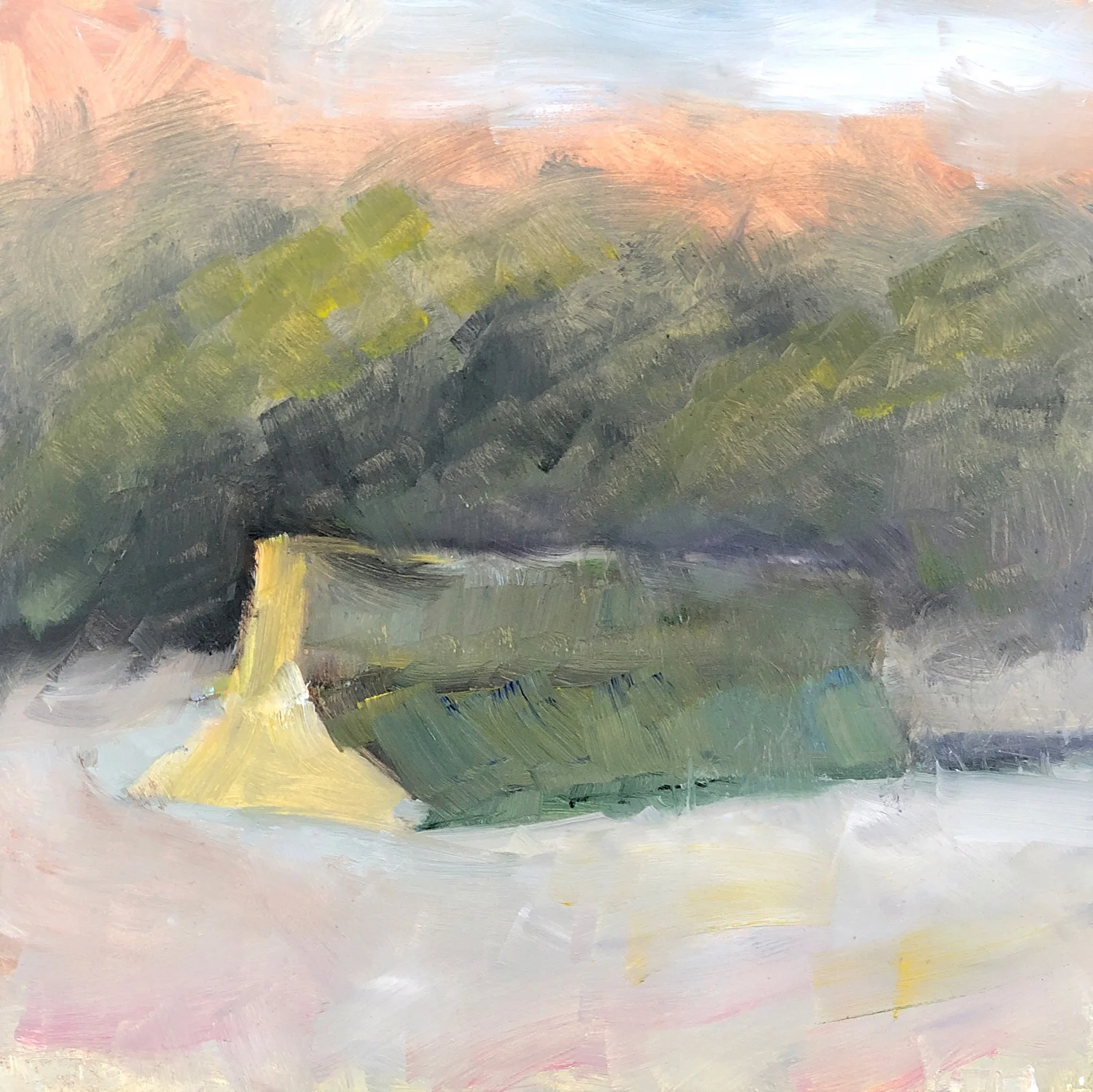 Geoff Watson, "Jersey barrier," oil on panel, 8" x 8,” 2019.