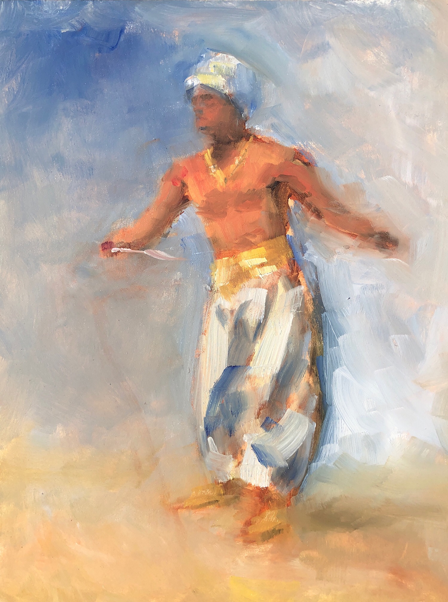 Geoff Watson, “Man with Turban & Blade,” May daily painting #19, oil on panel, 11” x 14,” 2019.