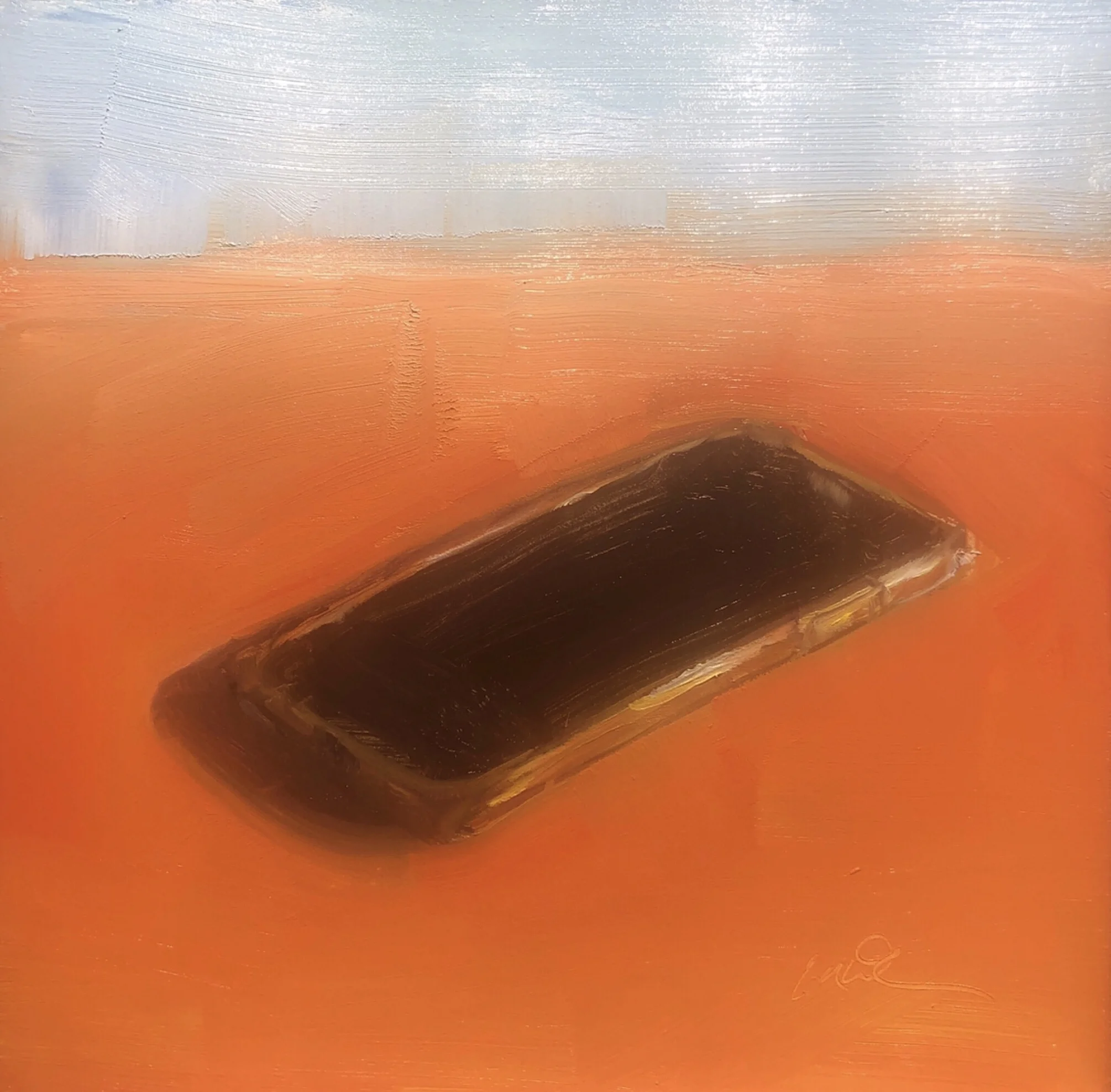 Geoff Watson, “iPhone sketch,” June daily painting #22, oil on panel, 6” x 6,” 2019.