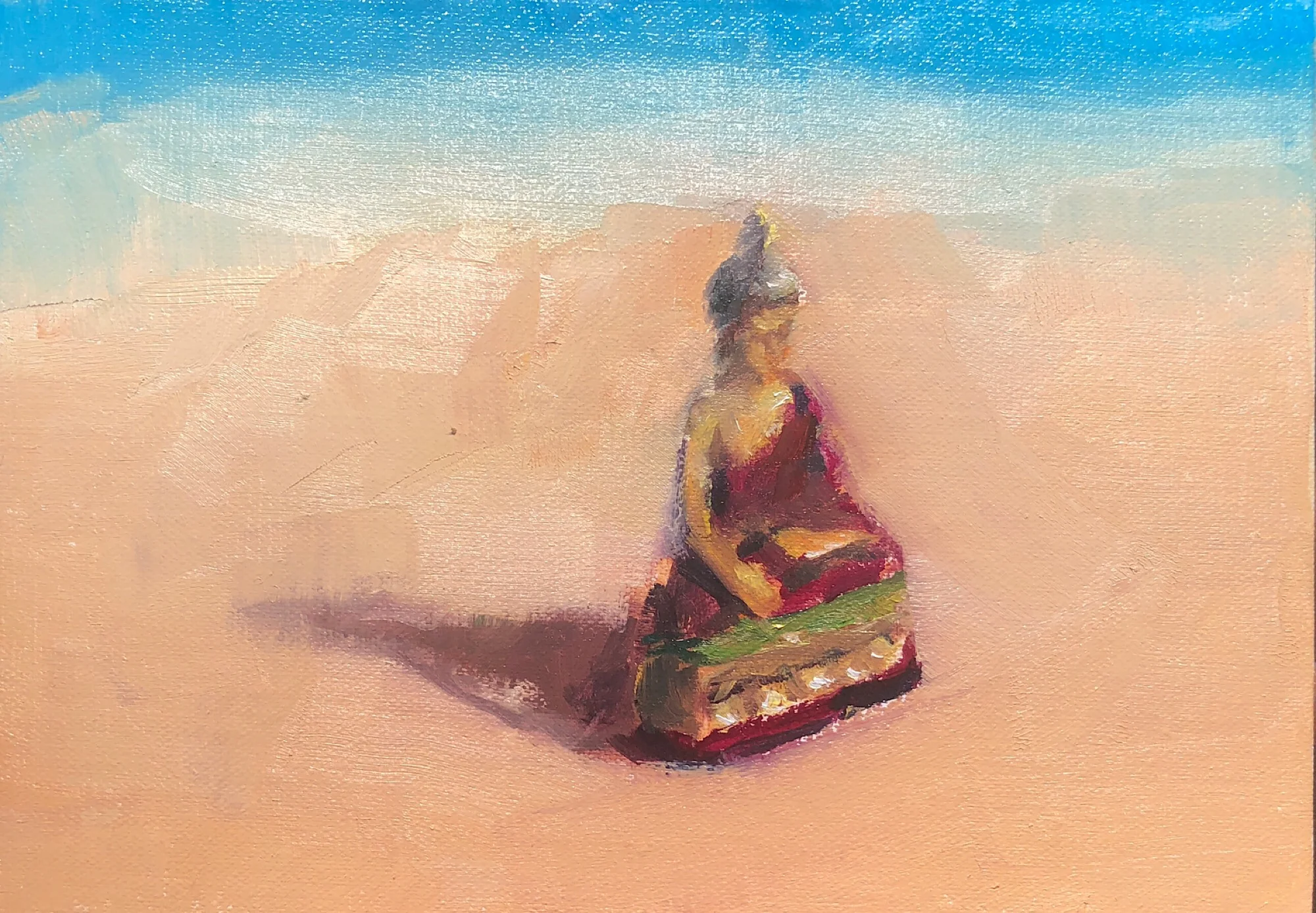 Geoff Watson, “In progress: statuette,” oil on linen, 5” x 7,” 2019.