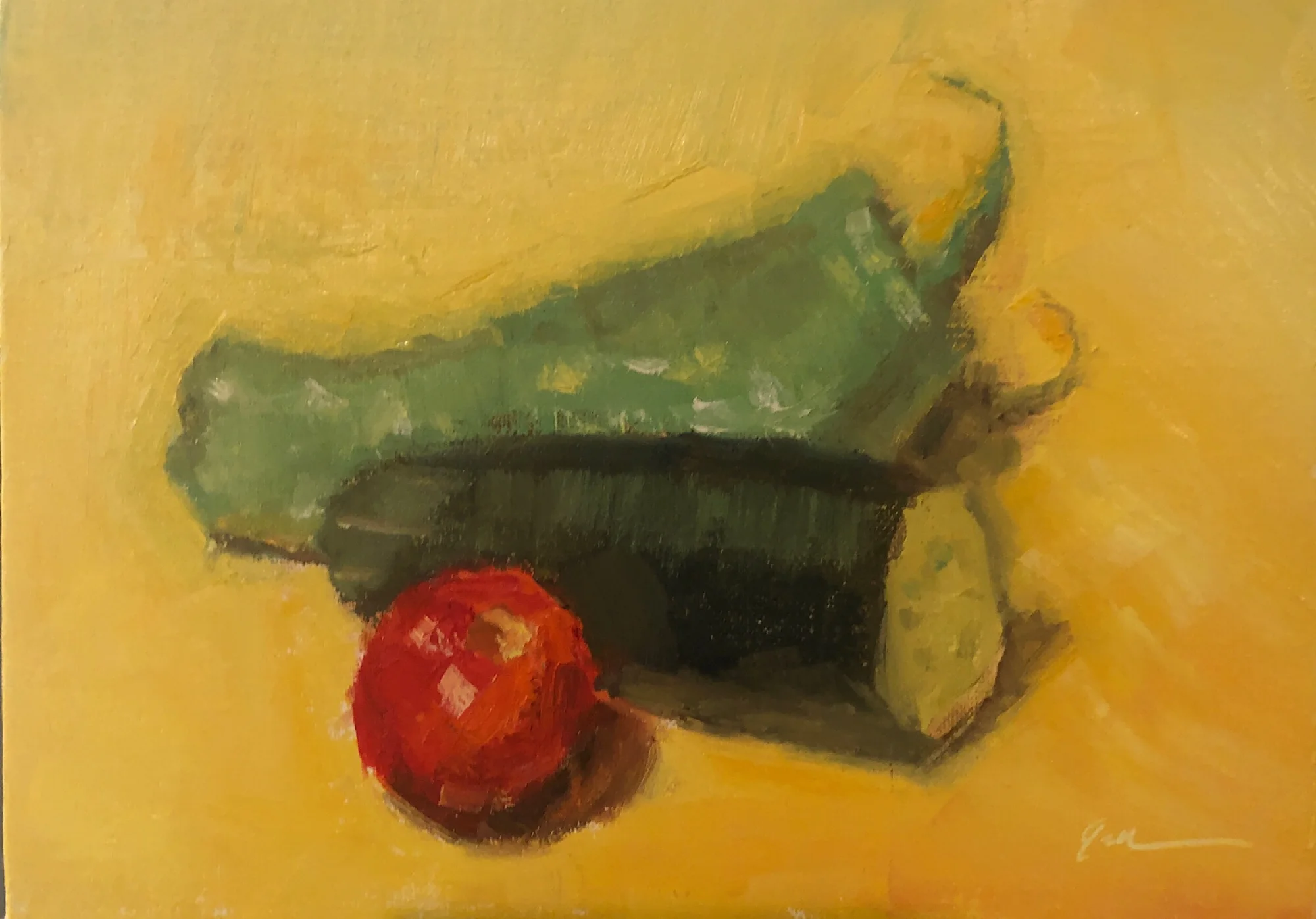Geoff Watson, “Veggies,” oil on linen, 5” x 7,” 2019.
