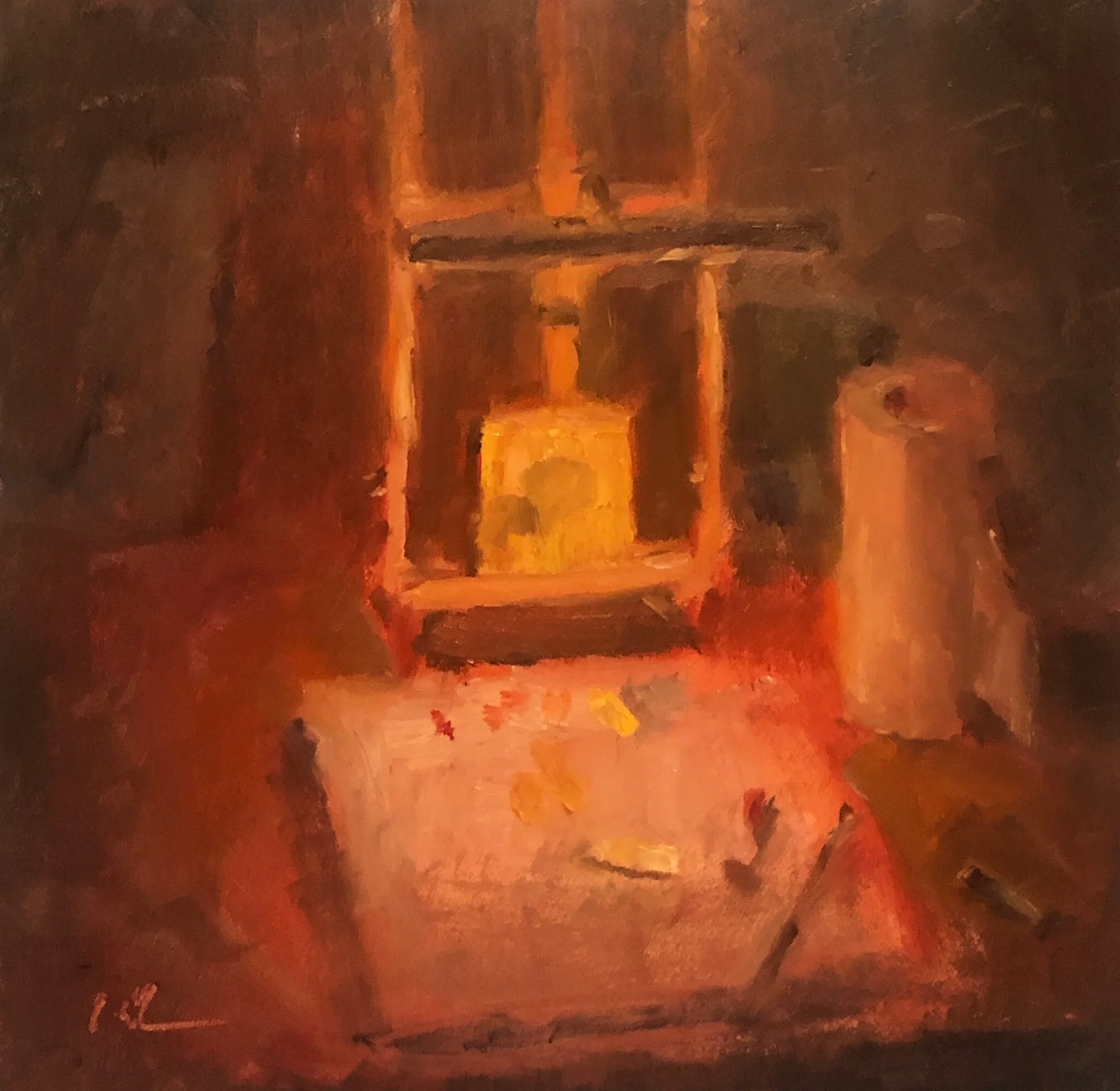 Geoff Watson, “My studio,” oil on panel, 6” x 6,” 2019.