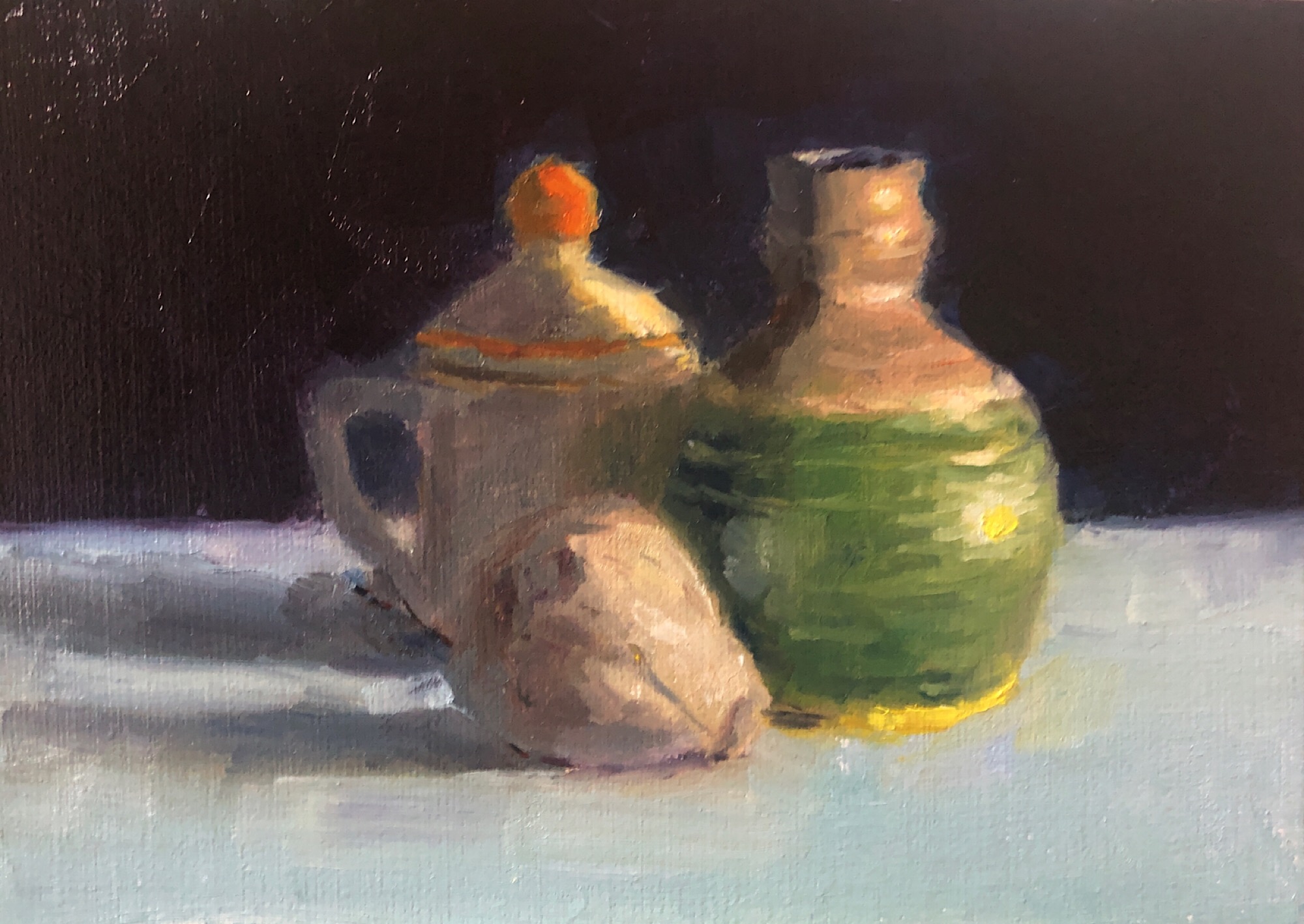 Garlic and pottery