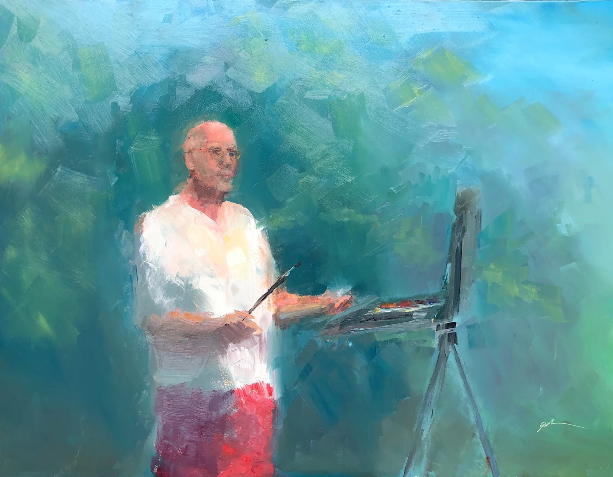 At the easel