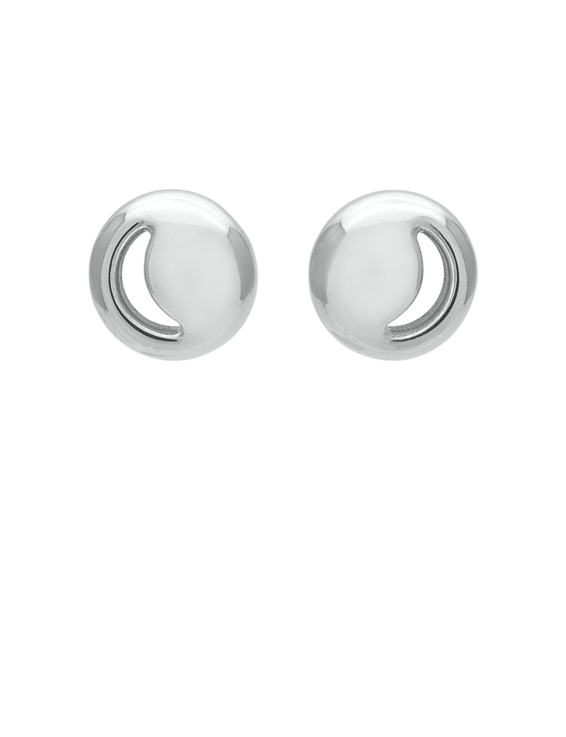 Lunar Crescent Stud Earrings Sterling Silver Front