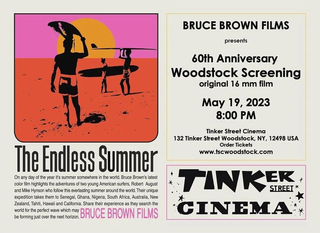 The 60s are back and The Endless Summer is leading the way with a rare 16mm Anniversary screening @tinkerstreetcinema at Woodstock!
.
#BruceBrowmFilms #BruceBrown #EndlessSummer #TheEndlessSummer #Screening #anniversary #classicsurf #SurfingHistory