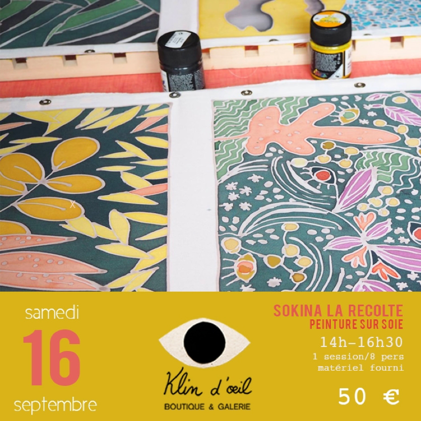 Peinture sur soie avec Sokina la récolte