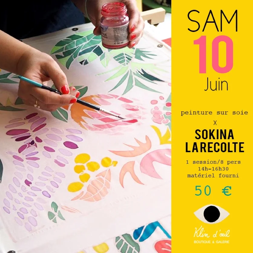 Peinture sur soie avec Sokina La Recolte