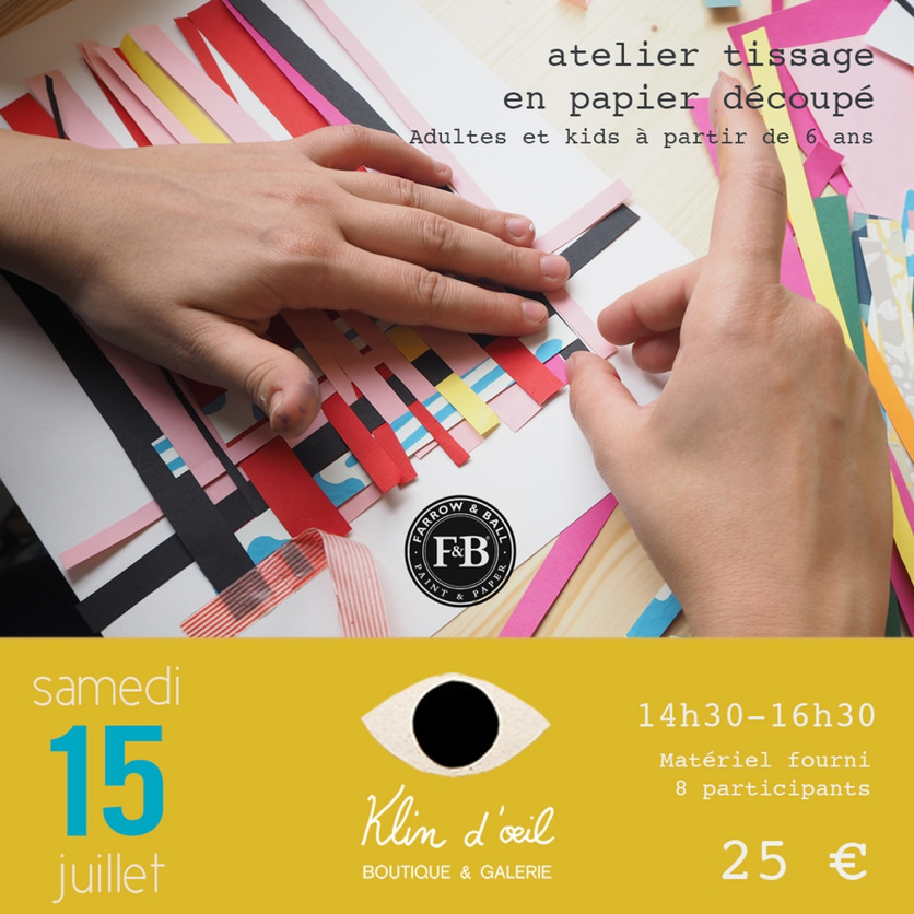 Atelier tissage en papier découpé