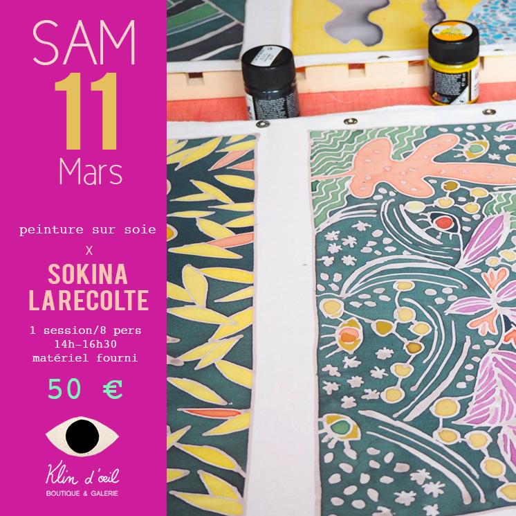 Atelier peinture sur soie x Sokina La récolte