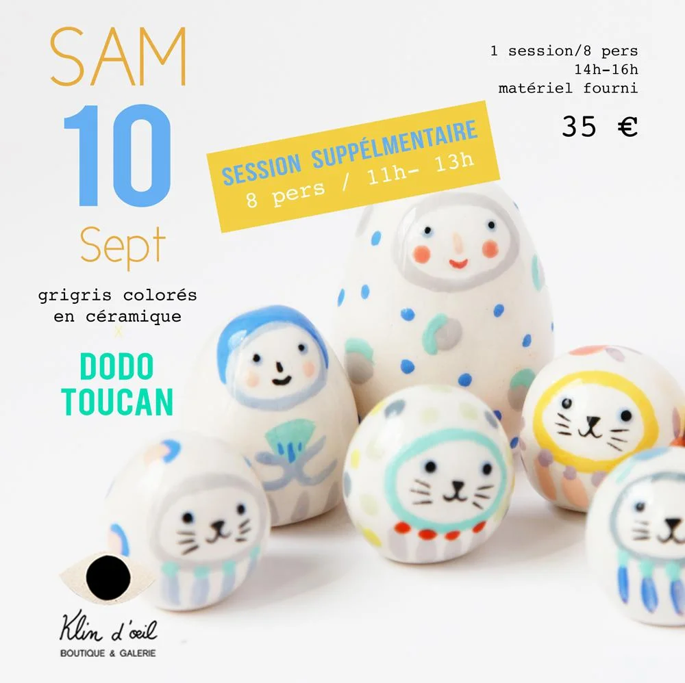 Atelier grigris colorés en céramique x Dodo Toucan