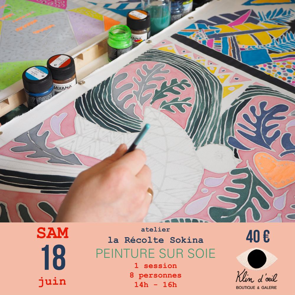 Atelier peinture sur soie x Sokina La récolte