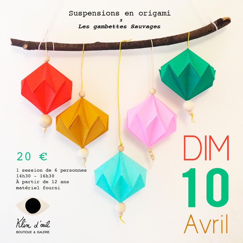 Suspension en origami x les gambettes sauvages