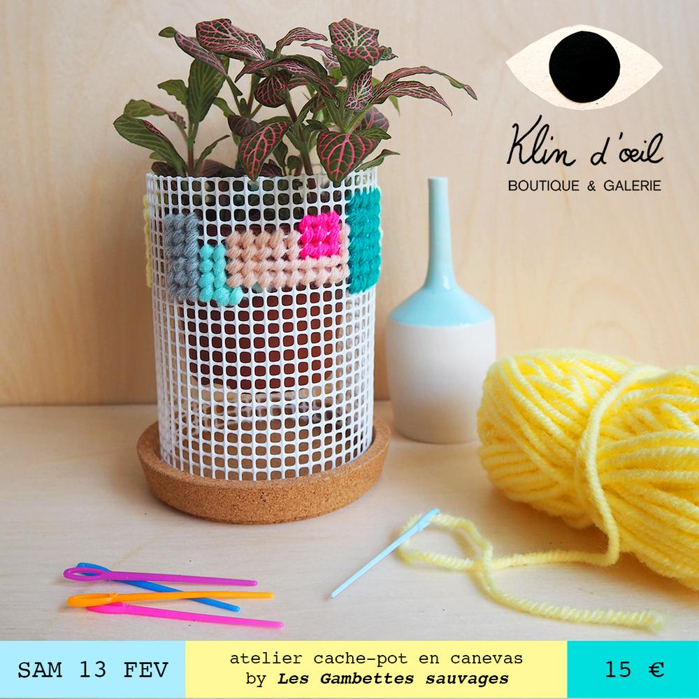 Atelier cache-pot en canevas x Gambettes sauvages