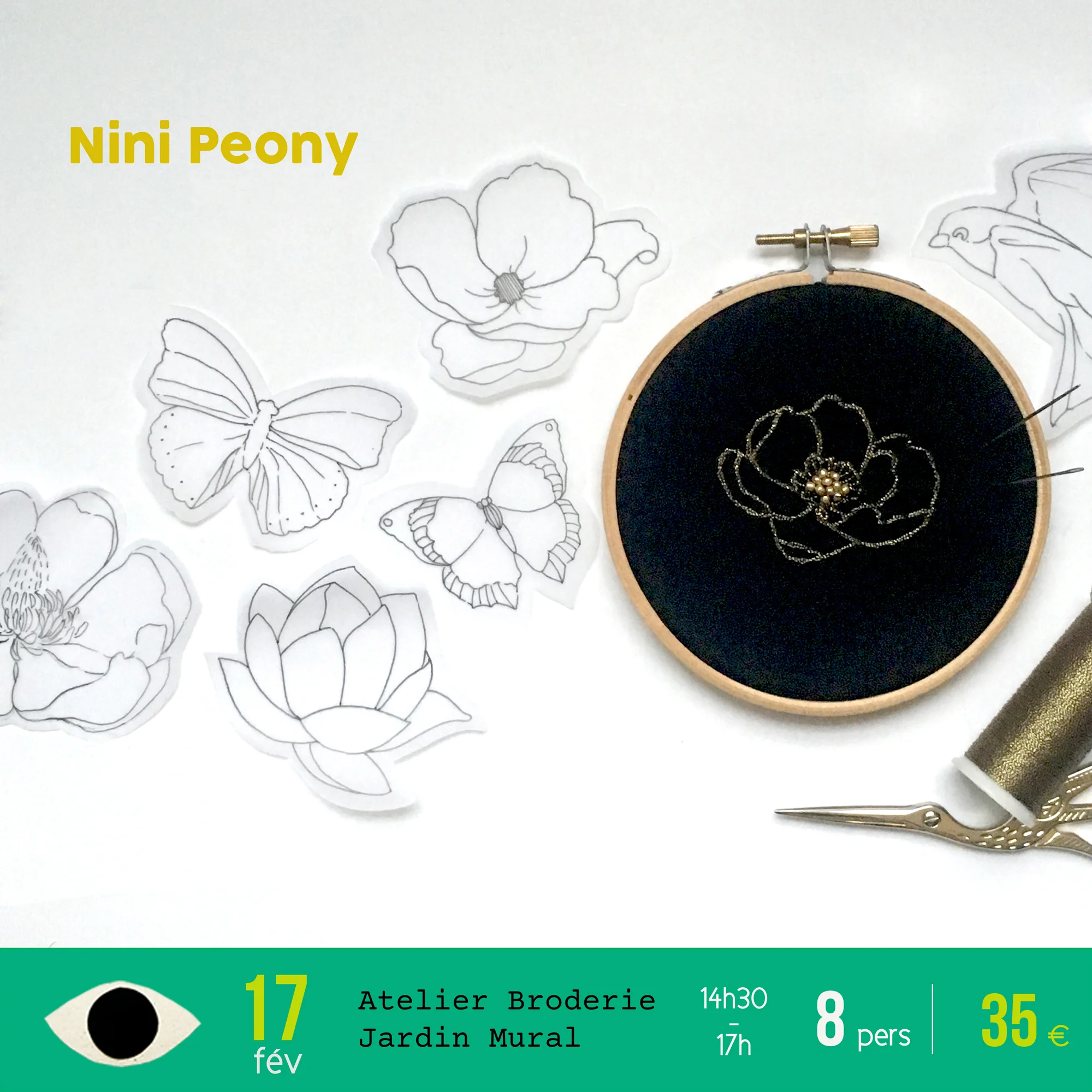 Broderie jardin mural x Nini Peony