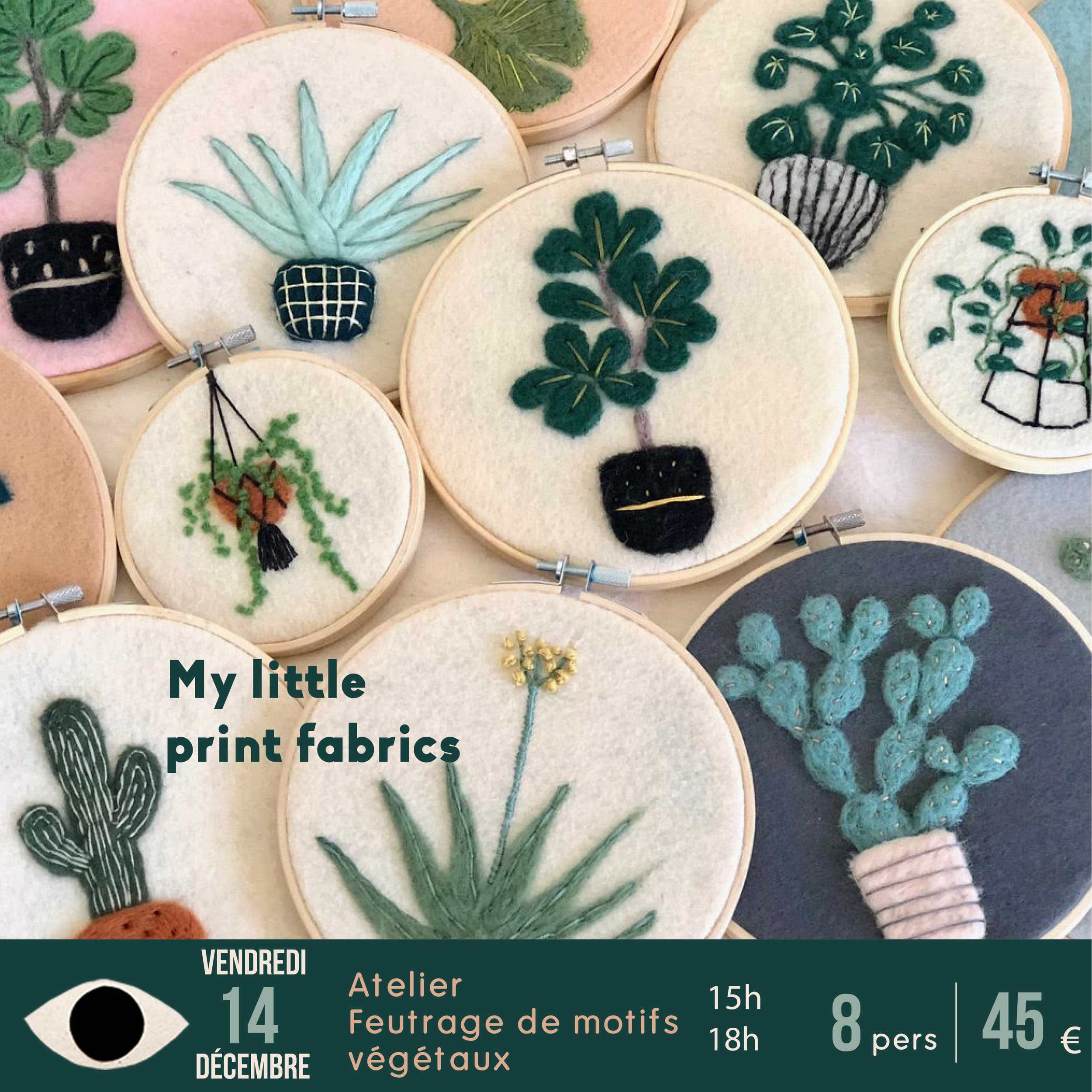 atelier feutrage de motifs végétaux x my little print fabrics