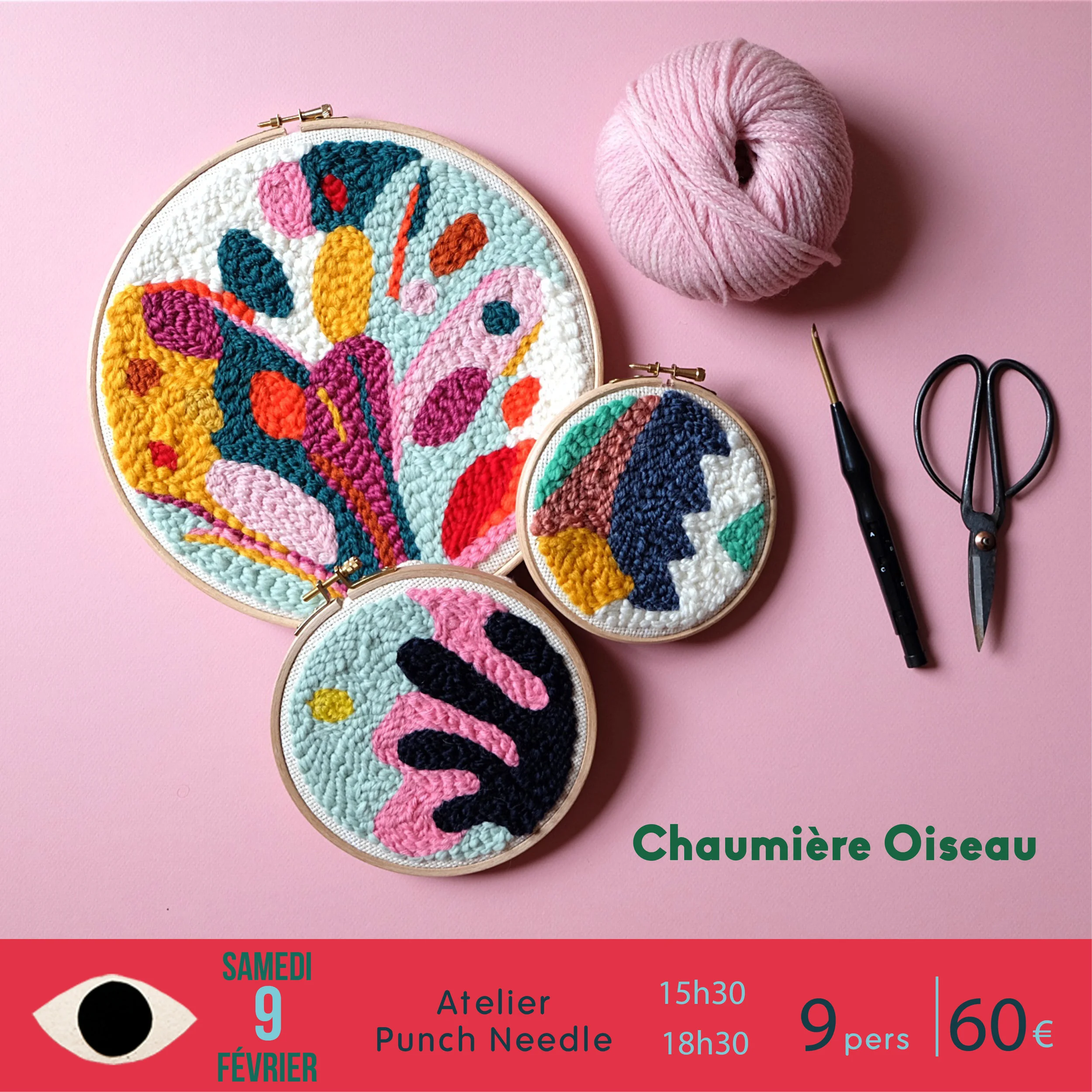 punch needle x chaumière oiseau